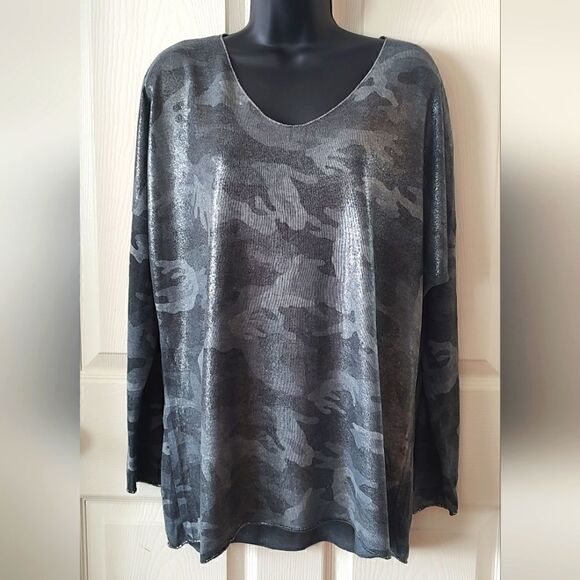 D-STYLE Women's Gray Camouflage Tunic With a Metallic Sheen Size S/M   Italy - Picture 1 of 6